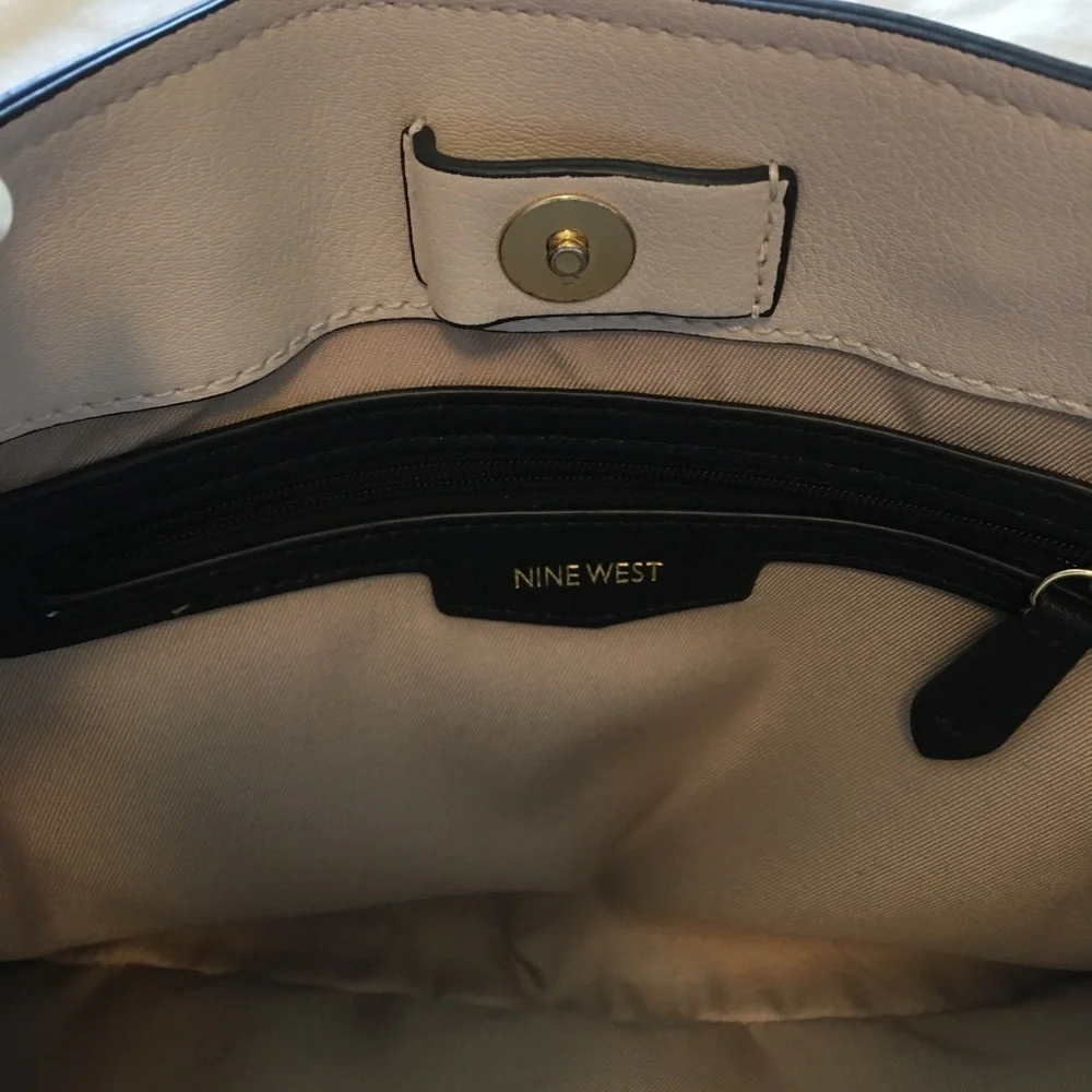 Nine West Pink and Black Satchel with Structured Design